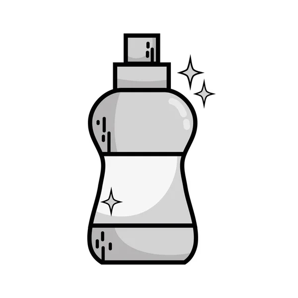 灰度洗涤剂液体塑料瓶清洁房子矢量插图 — 图库矢量图片
