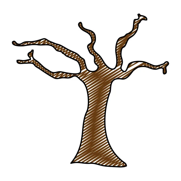 Doodle Naturbaum Mit Trockenen Ästen Der Wüste Vektor Illustration — Stockvektor