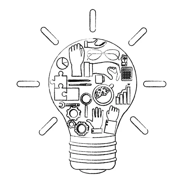 Grunge Light Bulb Idea Creative Solution Vector Illustration — Stock Vector