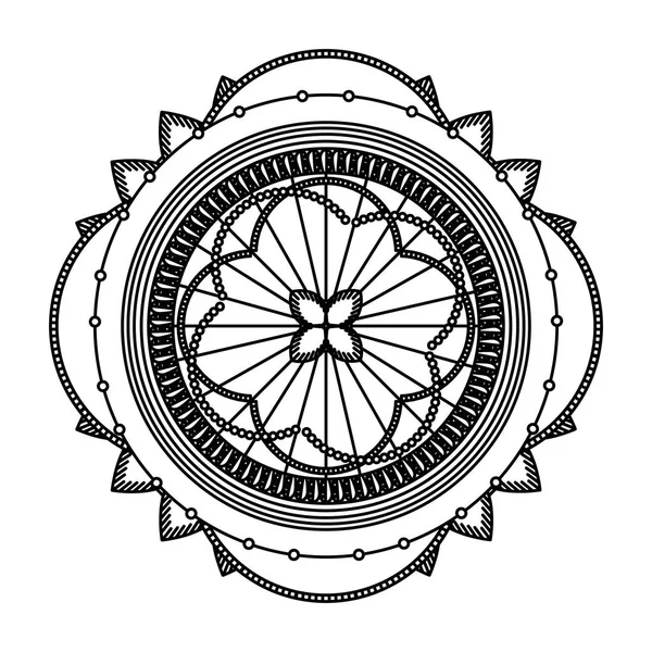 Gambar Vektor Gaya Mandala Ornamen Indian Baris - Stok Vektor