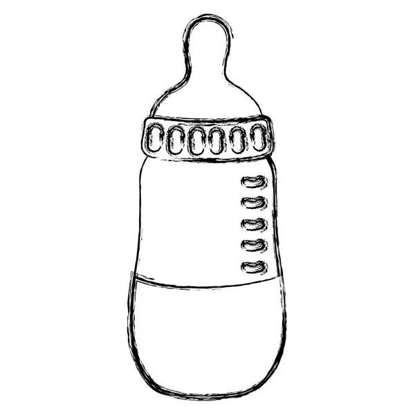 Grunge Baby Bottle Feeding Healthy Milk Vector Illustration — Stock Vector