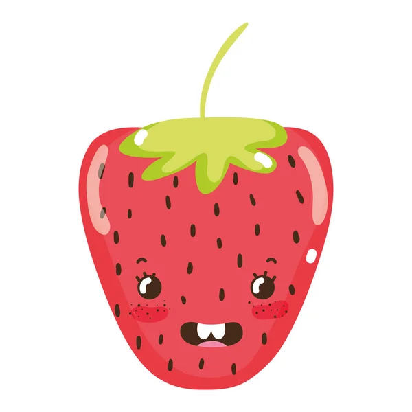 Kawaii Effrayé Fraise Délicieux Fruit Vecteur Illustration — Image vectorielle