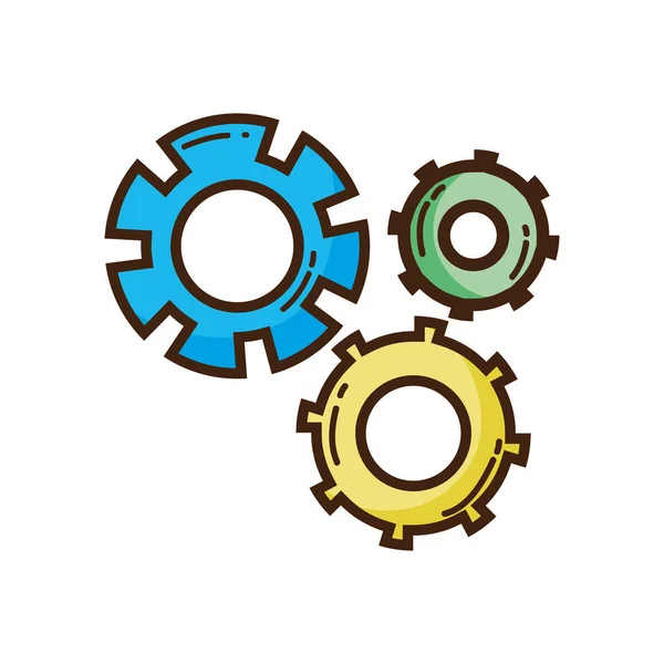 Color Gear Industry Engineering Process Vector Illustration — Stock Vector