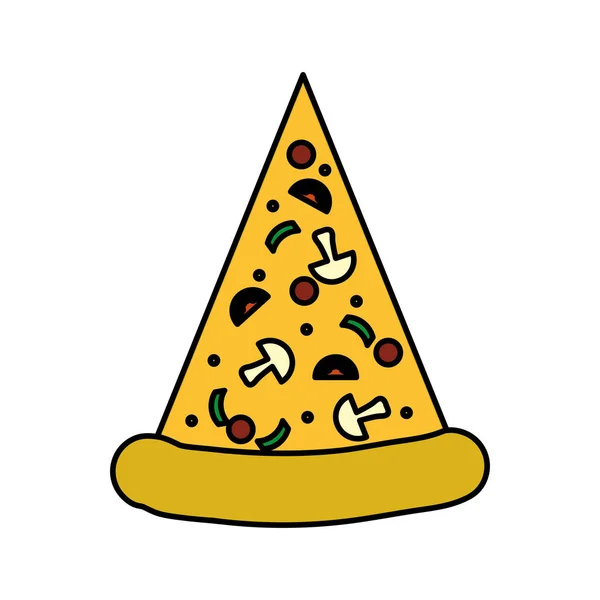 Illustration Vectorielle Aliments Malsains Pizza Fraîche Délicieuse Couleur — Image vectorielle