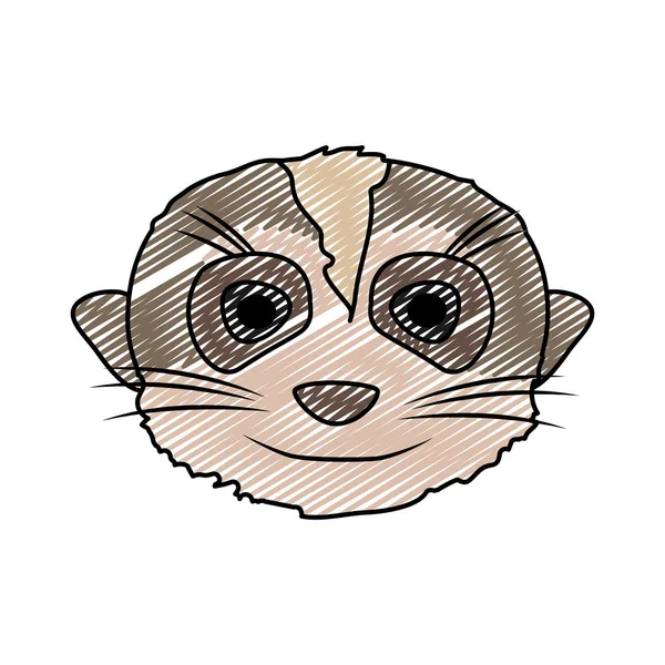 Doodle Mooi Meerkat Hoofd Wild Dier Vectorillustratie — Stockvector