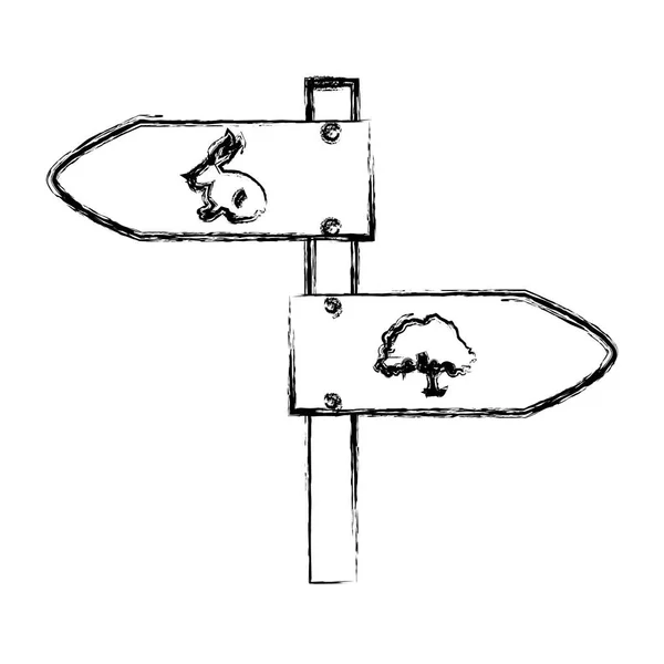 Grunge Bois Panneaux Signalisation Direction Vectoriel Illustration — Image vectorielle