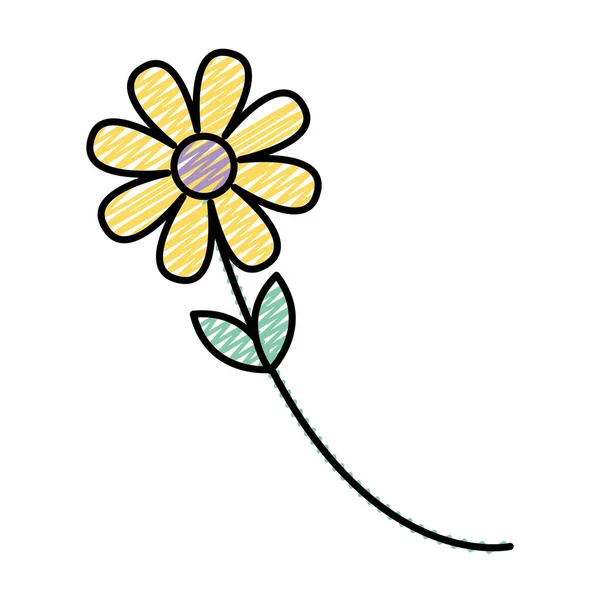 Цветок Природы Красивыми Лепестками Векторной Иллюстрацией Листьев — стоковый вектор