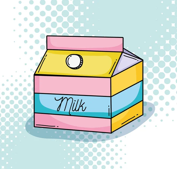 Pop art milk box cartoon vector illustration graphic design