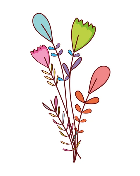 Mooie Bloemen Met Bloemblaadjes Bladeren Design Vector Illustratie — Stockvector