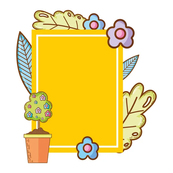 Emblem Mit Exotischen Blumen Pflanzendekoration Vektor Illustration — Stockvektor