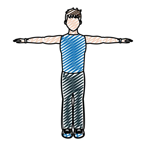 Doodle Спортсмен Упражнения Фитнес Тренировки Векторные Иллюстрации — стоковый вектор
