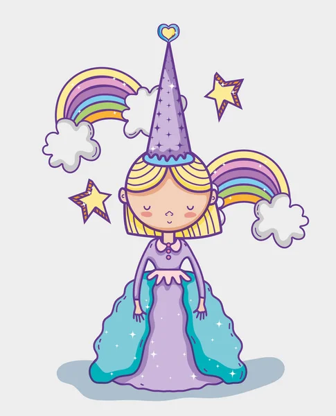 Little princess cute hand drawing cartoon icon vector illustration graphic design Pastel colors, magical and beauty style