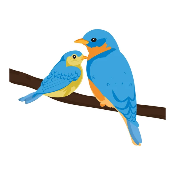 Schönheit Vogel Tier Mit Seinem Sohn Ast Vektor Illustration — Stockvektor