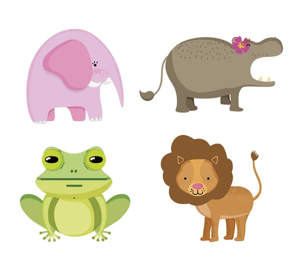Набор Диких Животных Милые Мультфильмы Векторные Иллюстрации Графический Дизайн — стоковый вектор