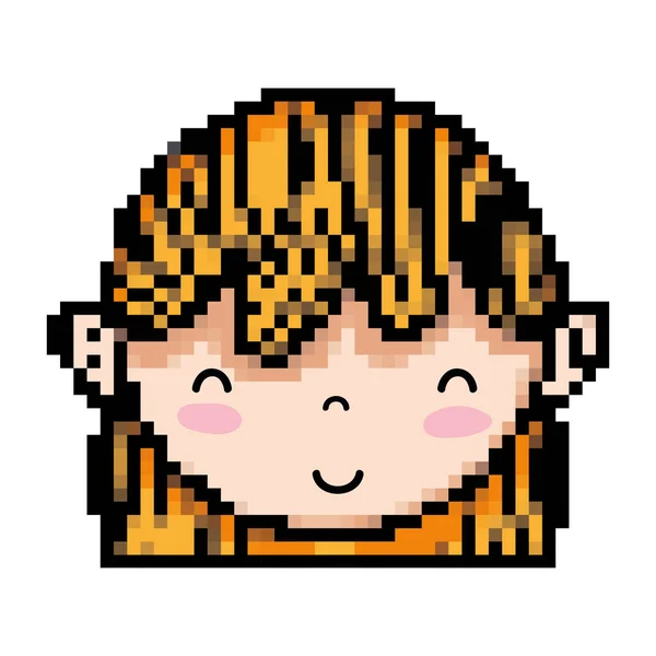 Tête Femme Pixel Avec Illustration Vectorielle Cheveux Courts — Image vectorielle
