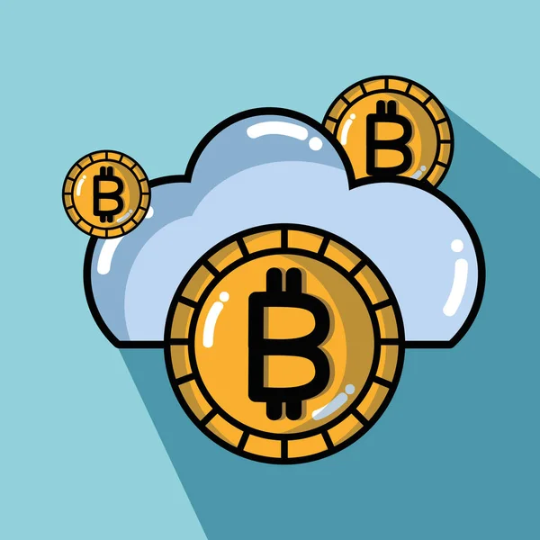 Bitcoin Digitális Pénz Biztonsági Technológia Vektoros Illusztráció — Stock Vector