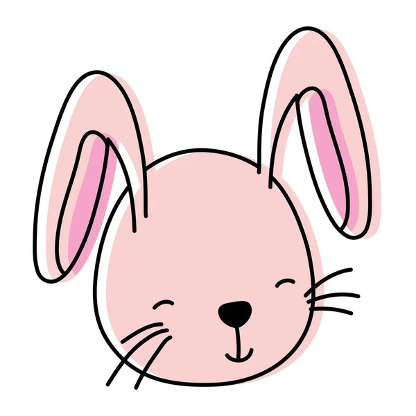 Bewegt Farbe Niedlich Kaninchen Kopf Wild Tier Vektor Illustration — Stockvektor