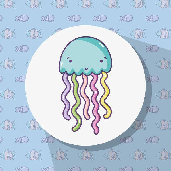 Jellyfish Mão Desenho Desenho Cartoon Ícone Vetor Ilustração Gráfico Design —  Vetores de Stock