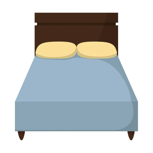 Cama Madera Con Almohadas Confort Para Dormir Vector Ilustración — Archivo Imágenes Vectoriales