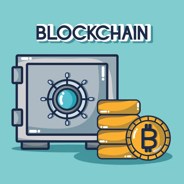 bitcoin digital money security technology vector illustration