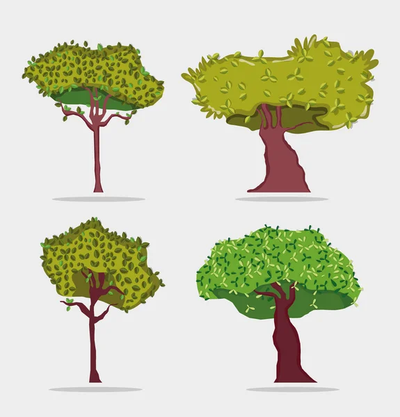 Ensemble Arbres Icônes Collection Vectoriel Illustration Graphisme — Image vectorielle