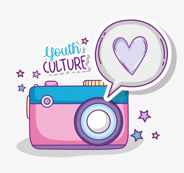 Youth culture vintage cute camera cartoons vector illustration graphic design