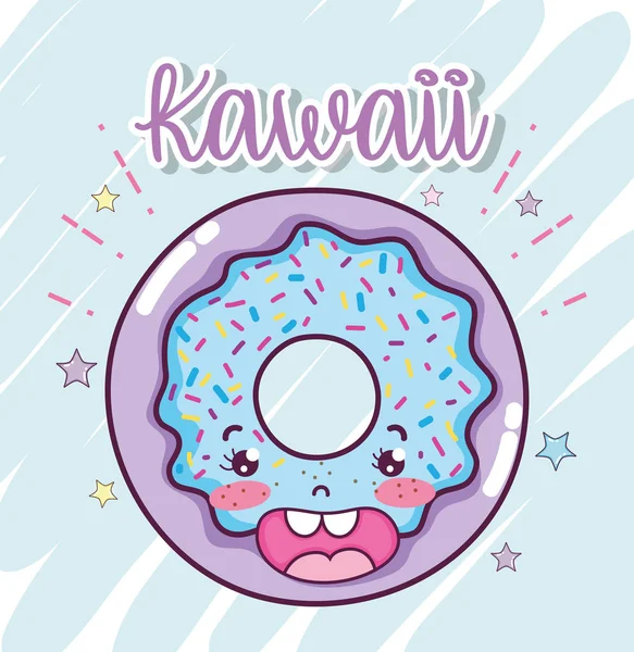 Cute donut smiling kawaii cartoons vector illustration graphic design