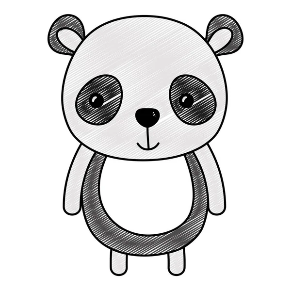 涂鸦快乐熊猫野生动物可爱的动物向量插图 — 图库矢量图片