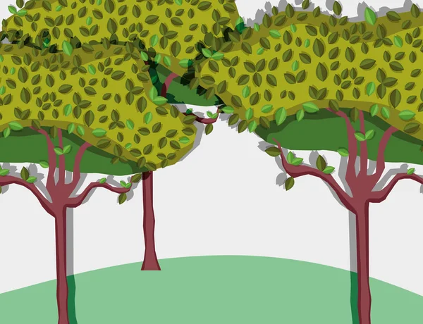 Vacker Skog Landskap Tecknade Vektor Illustration Grafisk Design — Stock vektor