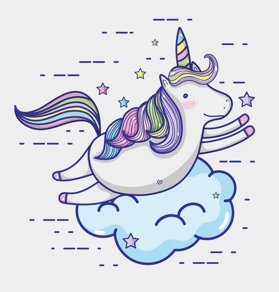 Magic Fantastic Unicorn Cute Cartoon Icon Vector Illustration Graphic Design - Stok Vektor