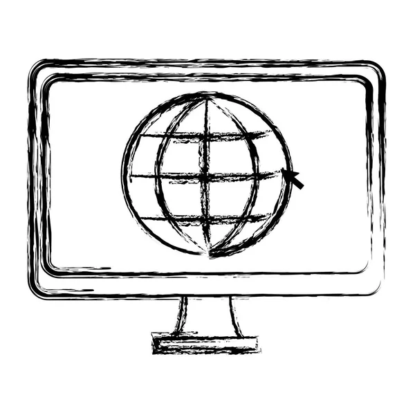 Écran Ordinateur Électronique Grunge Avec Illustration Vectorielle Service Globale — Image vectorielle