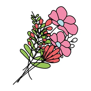 renk tropikal çiçek egzotik bitki stil vektör çizim