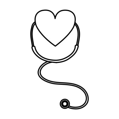 çizgi stetoskop aracı klinik kalp atışı darbe vektör çizim için