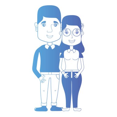 saç şekli ve kıyafet vektör çizim ile birlikte satır çift