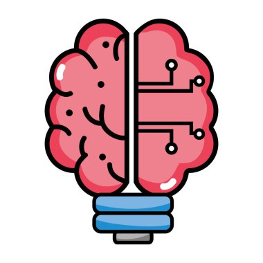 beyin ampul teknoloji yapay zeka vektör çizim için