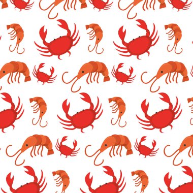 taze ıstakoz ve yengeç yemek arka plan vektör çizim