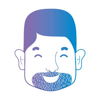 çizgi adam kafasına saç modeli ve gözlük illüstrasyon vektör