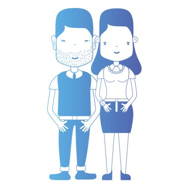 saç şekli ve kıyafet vektör çizim ile birlikte satır çift