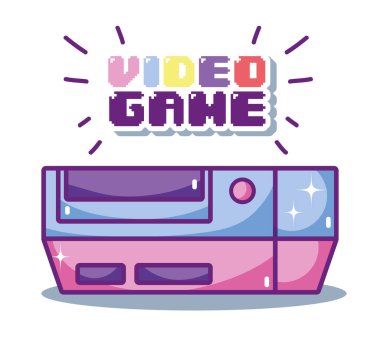 Retro video oyunu konsolu çizgi film illüstrasyon grafik tasarım vektör