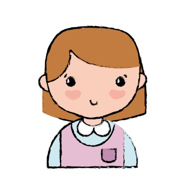 Casual kız saç modeli ve bluz Tekdüzen vektör çizim ile