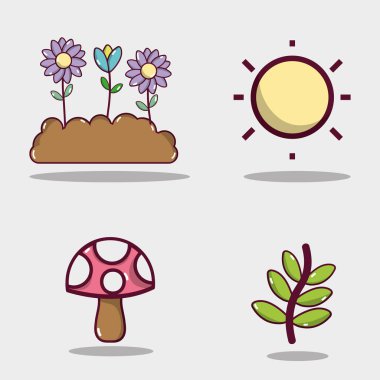 tropik bitkiler vektör çizim tasarım yaz ayarla