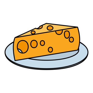 renk nefis peynir taze gıda plaka vektör çizim