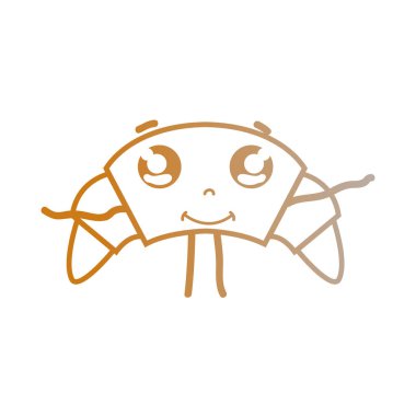 satır kawaii şirin mutlu kruvasan ekmek vektör çizim