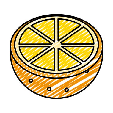 Organik dilim portakal lezzetli meyve vektör çizim doodle