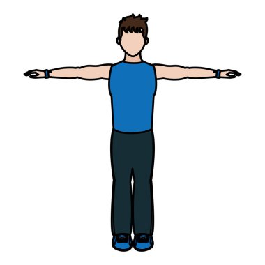 renk sporcu adam egzersiz fitness eğitim vektör çizim