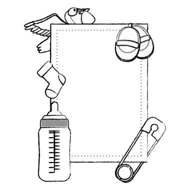 Bebek şeyler ürünleri ihtiyaçları ile grunge amblemi vektör çizim