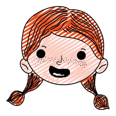 mutlu çocuk kız baş saç modeli vektör çizim ile doodle