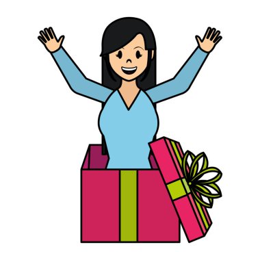 renk kadının içinde şerit yay vektör çizim ile mevcut Hediyelik