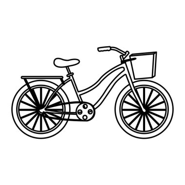 satır kadınsı Bisiklet taşıma sepeti ve lastikler vektör çizim ile