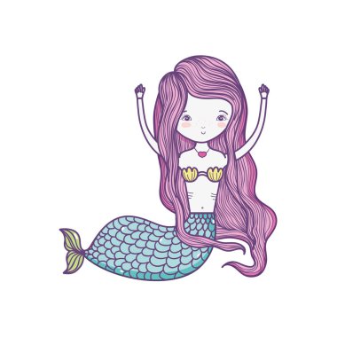 güzel kadın siren eller yukarı vektör çizim ile